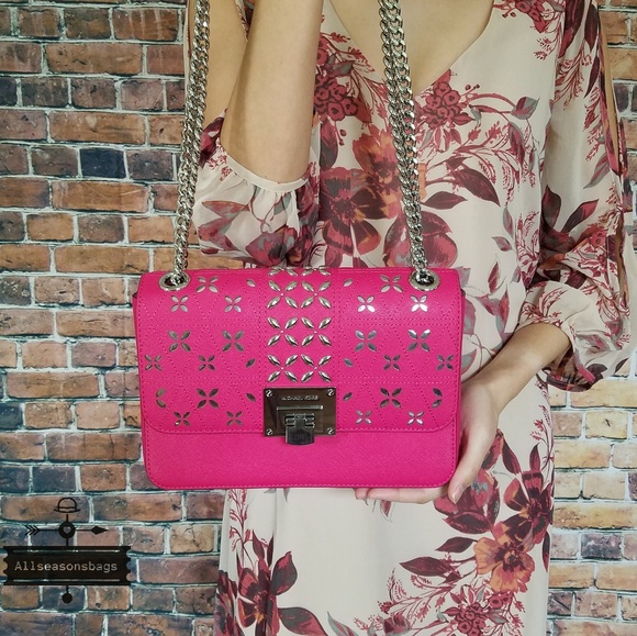 Michael kors tina medium shoulder flap pink bag - Picture 2 of 8